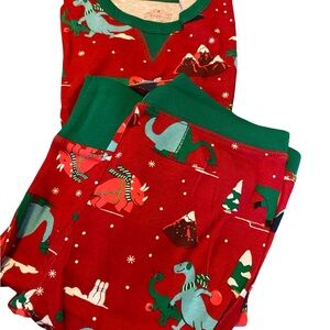 Kids Jersey  Dinosaur Pajamas - Red and Green